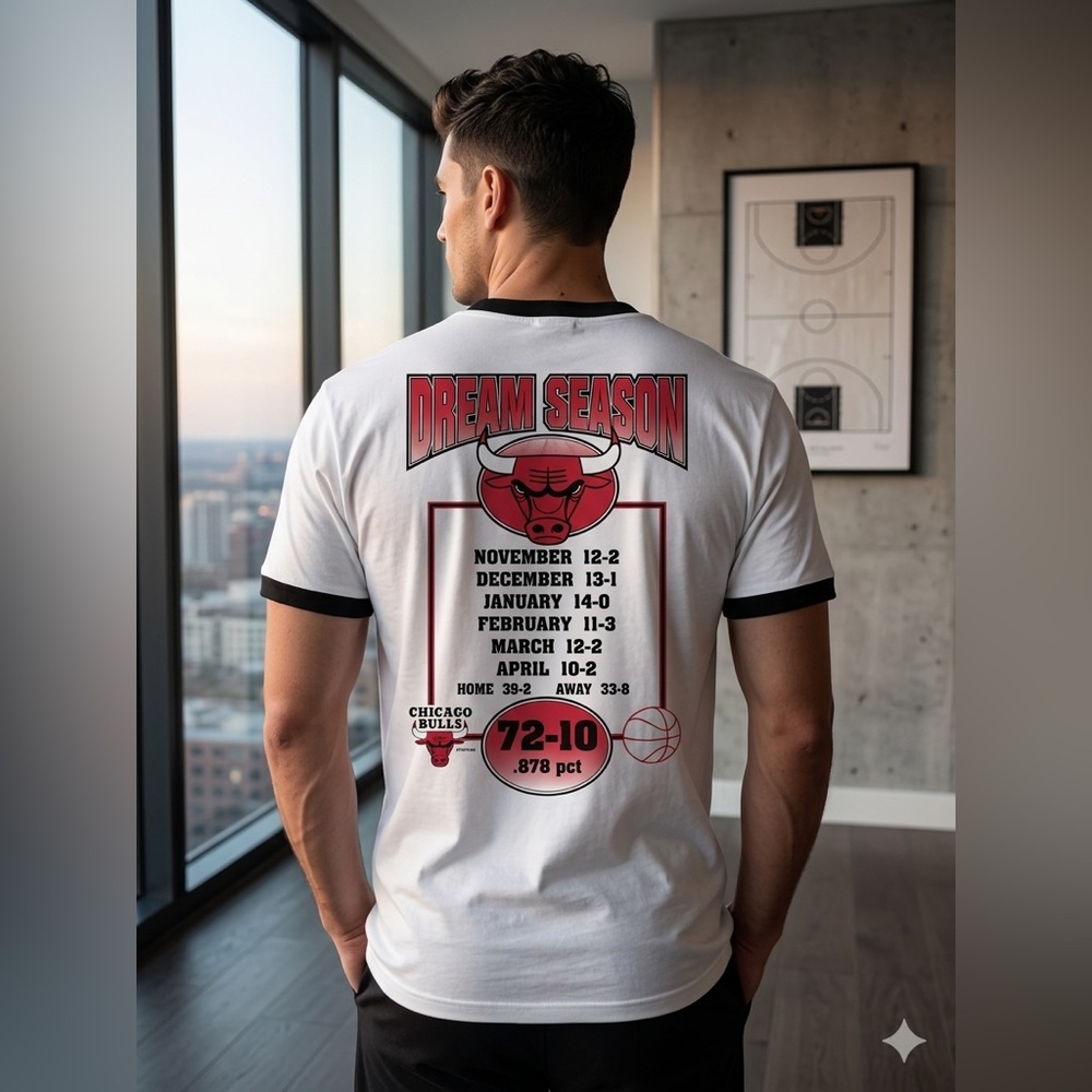 Vintage 90s Starter Chicago Bulls 72-10 Dream Season Ringer T-Shirt Large NWOT - Picture 10 of 10